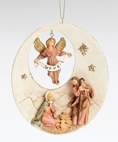 Fontanini 5″ Religious Holy Family with Gloria Nativity Scene Christmas Ornament #56346 Fontanini 5″ Religious Holy Family with Gloria Nativity Scene Christmas Ornament #56346
