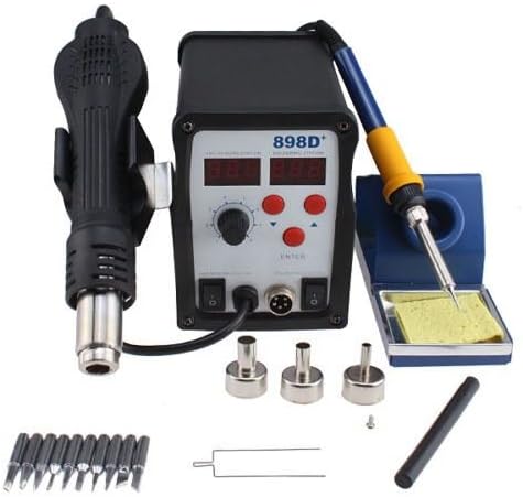 SMD Rework Soldering LCD Digital Station Hot Air Gun Solder Iron Welder 11 Tips