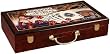 Glossy Wooden Poker Chip Case - Holds 300 Chips, 2 Decks of Playing Cards and Dice