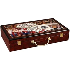 Poker Chip Case – 300 – Las Vegas (Mahogany) (11″ H x 17.5″ W x 4.5″ D)