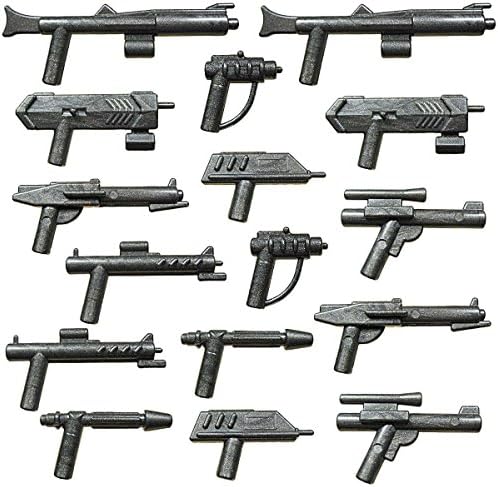 GALAXYARMS 16 pcs Weapon Set (Set 7): Space Weapons 8 Different Charcoal Color Blasters (2 of each) for your LEGO minifig army NEW!