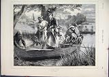 1874 WATER PARTY BOAT LAKE WOMEN PARASOL ROMANCE