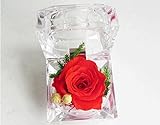 プリザーブドフラワー ギフト 枯れないお花 バラ＆緑葉ボックス愛人におすすめプレゼントの永遠の生きてる花　赤い