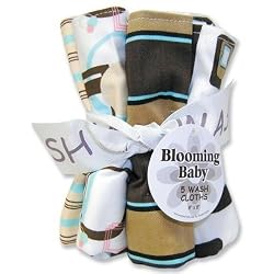 Trend Lab Cocoa Dots Blooming Bouquet Wash Cloths, Set of 5