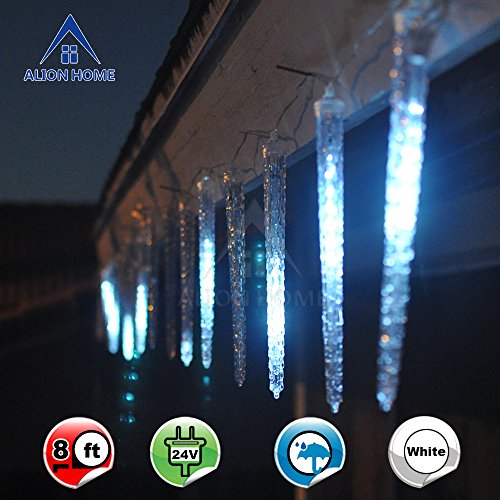 Alion Home Shooting Star 112Count LED Icicle Christmas lights 8ft Length Cool White