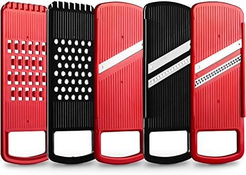 GDL Mandoline Slicer PS-318I , 5 Piece Set With Food Container, Black/Red(Ships From United States)