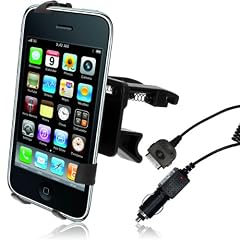 Wicked Chili Autohalterung f�r Apple iPhone 3Gs / 3G Smartphone - Halter f�r die L�ftung - KFZ L�fter-Halterung (kompatibel mit Bumper & Case, 360 Grad drehbar) + KFZ Ladekabel (1000mAh, 12V, 24V) schwarz
