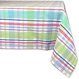 DII 100% Cotton, Machine Washable, Dinner, Summer & Picnic Tablecloth, 70", Spring Plaid, Seats 4 to 6 People