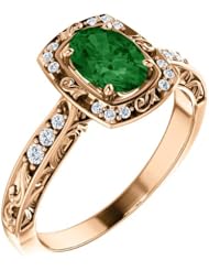 14K Rose Gold 7.00x5.00mm Oval Cut Chrome Tourmaline and Diamond Ring -- LIFETIME WARRANTY