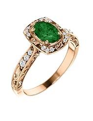 18K Rose Gold 7.00x5.00mm Oval Cut Chrome Tourmaline and Diamond Ring -- LIFETIME WARRANTY