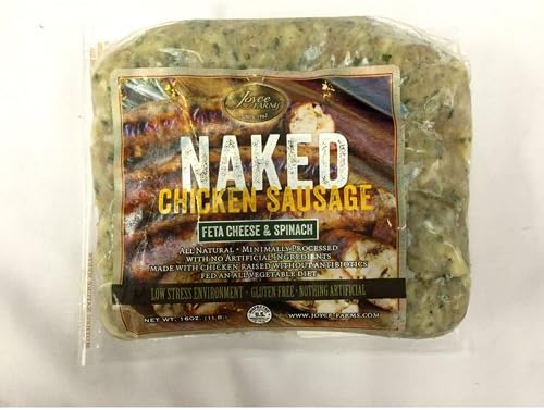 Spinach & Feta Cheese Chicken Sausage Frozen, All Natural - 4 oz links, 1# Packs (Pack of 6)