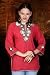 Fire Brick Cotton Kurti / Tunic with leather embroidery work
