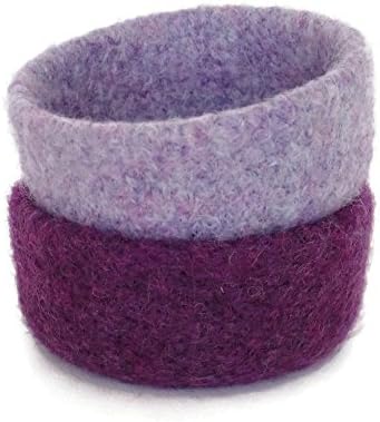 Amethyst Purple &amp; LIlac Set Of 2 Decorative Knitted Felt Bowls