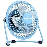 OPOLAR Mini USB Table Desk Personal Fan (USB Powered, Metal Design, Quiet Operation; 3.9 ft USB Cord, Handheld Size, Power Saving - Blue)