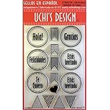 UCHIS DESIGN Spanish Stamp Sheet Set, 4 by 6-Inch, Etiquetas Circulares 'Circle Tags', Clear
