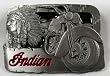 Indian Bike and Chief Enamel Motorcycle Pewter Belt Buckle