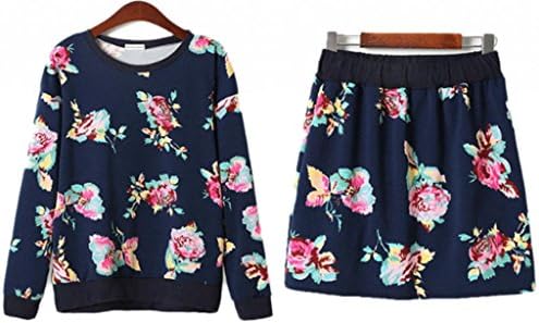 Women's Flower Shirt&Skirt Two-pieces Suits Plus Size