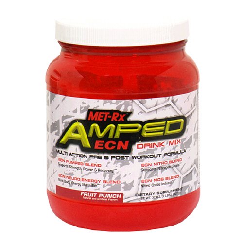 MET-Rx Amped ECN Drink Mix, Fruit Punch, 32-Ounce Plastic Jar by Met-Rx