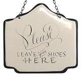 America Retold White Enamel Sign, Leave Your Shoes Here, 6