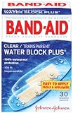 Band-Aid Brand Adhesive Bandages, Clear Water Block Plus, 30-Count Assorted Sizes (Pack of 6)