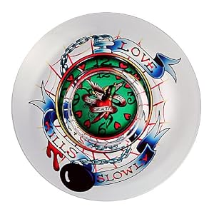 Ed Hardy Candle Glass Mushroom Tealight Holder, Love Kills Clock