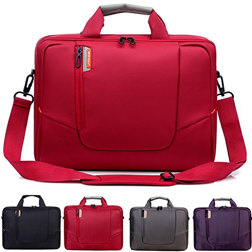 BRINCH(TM) 15.6 inch New Soft Nylon Waterproof Laptop Computer Case Cover Sleeve Shoulder Strap Bag with Side Pockets Handles and Detachable for Macbook Pro Retina 15 inch Mini Asus/DELL/HP/Samsung ,Colour Red