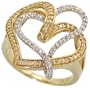 14k Gold Heart Ring, w/ 0.40 Carat Brilliant Cut Diamonds, 13/16 in. (21mm) wide
