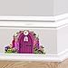 Full Colour Purple Fairy Pixie Door Wall Sticker Decal Foxgloves Hedgehog Mouse
