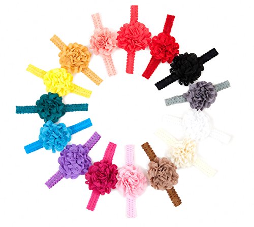 Ema Jane - Baby Hair Flower, Bow, and Headband Sets (Eyelet Laced Flowers on Lace Headbands (Mega Pack))