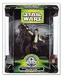 Star Wars Silver Anniversary 1977 - 2002 Movie Scene 4 Inch Tall Action Figures - Death Star Escape with Han Solo and Chewbacca Plus Display Base