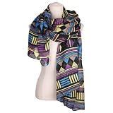 Geometric Pattern Shawl Scarf - BLACK