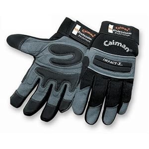 Caiman Synthetic Leather Anti-Shock Work Glove with Rhino Tex Palm, Large #1952-L