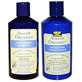Avalon Organics All Natural Biotin B-Complex Therapy Thickening Shampoo and Conditioner For Hair Loss and Thinning Hair With Aloe, Lavender and Peppermint, Sulfate and Paraben Free, 14 fl. oz. each
