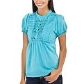 Accordion–Pleat Short–Sleeve Top