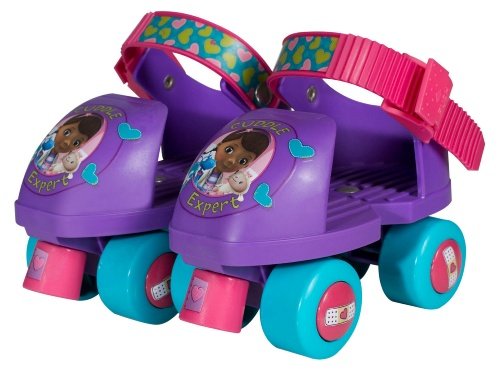 Disney Doc McStuffins Kids Rollerskate, Junior Size 6-12 with Knee Pads