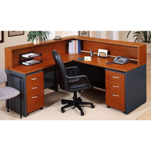Auburn Maple and Graphite Reversible Reception LDesk Auburn Maple/Graphite Gray