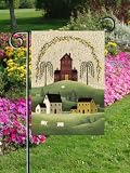 Primitive House, Sheep & Pears Garden Flag High Quality