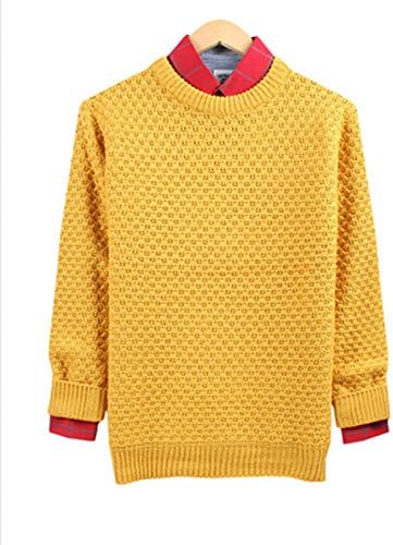 Men's Premium Waffle Crewneck Sweater Jumper Knit Pullover (Medium, Mustard)