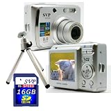 SVP DC-836-Silver 8MP 3x Optical Zoom 2.4 LCD Digital Camera (Free-16GB SDHC Card, a Sturdy Tripod)