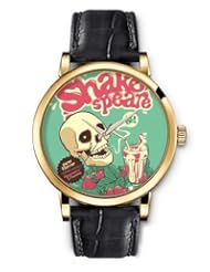 SPRAWL Aanalog Fashion Series Gold Ladies Watches of Genuine Black Leather Strap,Unique Wrist Watch for Women Girls Designed with Skull taking a break