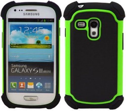 Hanicase (TM) Black Neon Green Durable Dual Layer 2 in 1 Hybrid Silicone Skin Case for Samsung Galaxy S3 Mini I8190