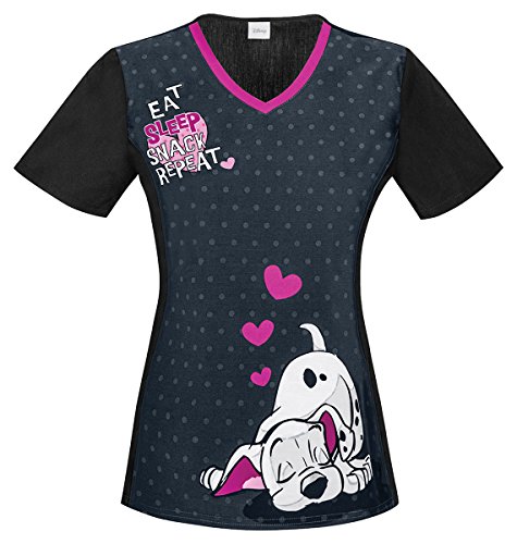 Tooniforms Women's V-Neck Dalmatian Print Scrub Top_Snack And Repeat_XX-Large