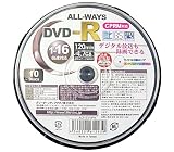 ALL-WAYS DVD-RCPRM対応4.7GB1回録画用ワイドプリンタブル1-16倍速スピンドルケース10枚入り ACP16X10PW