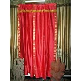 2 RED Golds Bead Silk Sari Saree Panel Drapes Curtains 84 by mogulinterior.com