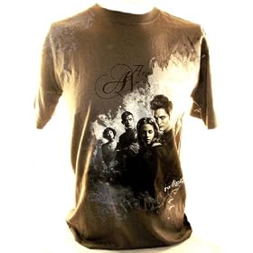 Twilight Mens T-Shirt – Gray with Edward, Bella and the Cast Image