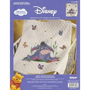 Janlynn-Stamped-Cross-Stitch-Kit-Eeyore-Butterflies-Quilt