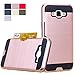 Galaxy J7 Case,(Not Fit J710 2016)[Credit Card Slots Holder][Not Wallet] Hard Silicone Rubber Hybrid Armor Shockproof Protective Holster Case for Samsung Galaxy J7 2015 - KLS Rose Gold