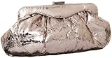 SR SQUARED By Sondra Roberts Metallic Snake Print Clutch