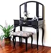 Queen Ann Style Cherry Finish Vanity Set w/Stool