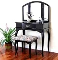 Furniture online: Poundex Queen Ann Vanity Set with Stool, Cherry